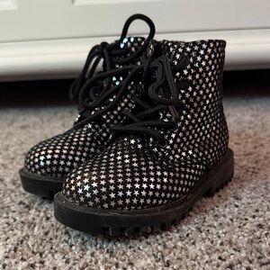 Toddler size 6 Black Star Print Lace-Up Boots